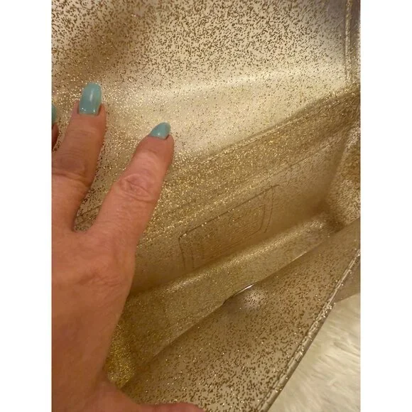 Coach Gold Glitter Jelly Crossbody Bag With Adjustable Strap & "C" Buckle Accent - Picture 5 of 14